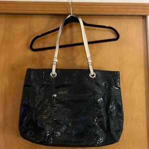 Wilson’s Leather Black Snake Print Tote Purse Bag Excellent condition!